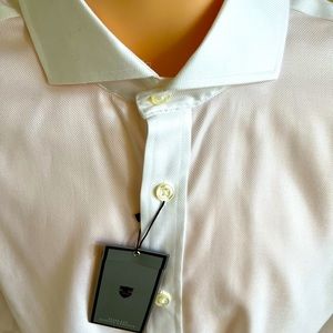 Black Brown 1826 beautiful white dress shirt 100% Egyptian Cotton spread collar